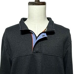 Orvis Sweatshirt Mens XXL Gray Pullover 1/4 Button Sweater Fleece Lined Gorpcore